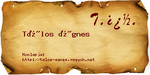 Tálos Ágnes névjegykártya